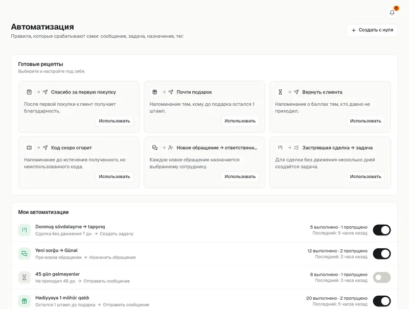 Автоматизация: готовые рецепты и активные правила
