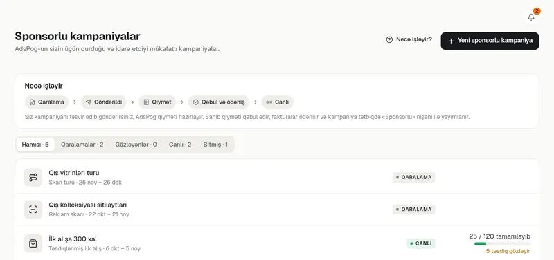 Sponsorlu kampaniyalar siyahısı və necə işlədiyi