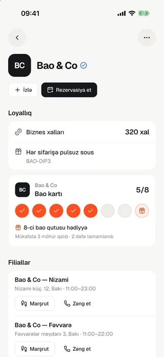 The reserve button on a business page