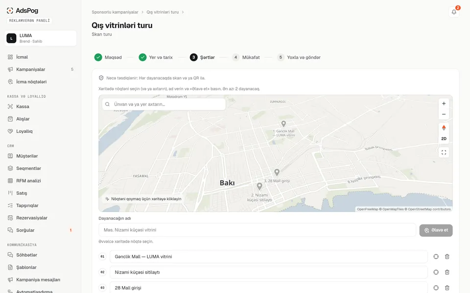 Skan turunun dayanacaqları xəritədə